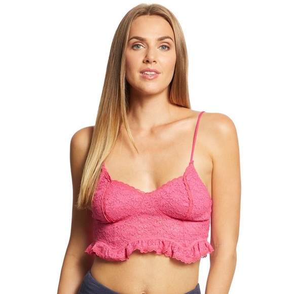 Free People Other - NWT Free People Fleur De Lys Pink Crop Cami Lg